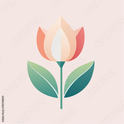 Stylized tulip illustration with soft pastel colors and gentle gradients, perfect for spring and floral themes