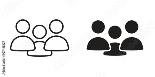 Users icon suitable design silhouette and line art style on white background