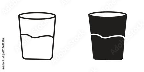 Water glass icon suitable design silhouette and line art style on white background