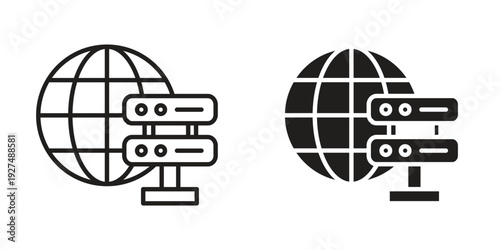 Web server icon suitable design silhouette and line art style on white background