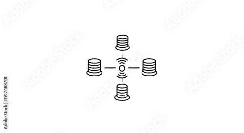 Centralized network hub connecting multiple data storage units wirelessly.