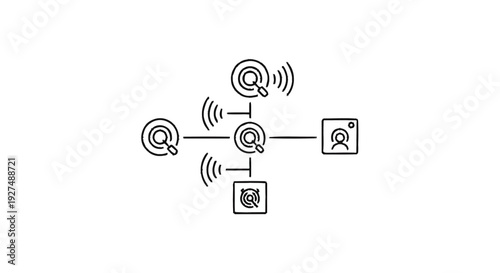 Centralized network hub connecting multiple nodes and devices.