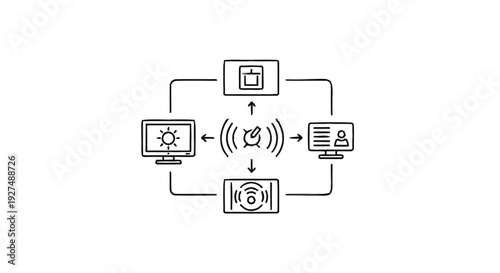 Centralized network hub connecting multiple devices wirelessly.
