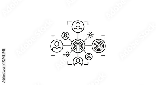 Centralized network hub connecting people and data.