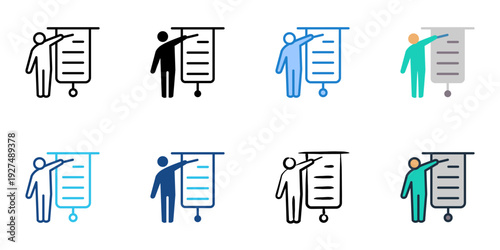 Presentation icons set multiple style collection. Editable stroke 
