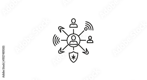 Centralized network of people with communication and security elements.