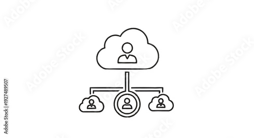 Cloud Computing Network With Connected People Icons.