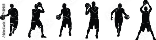 Basketball action silhouettes.