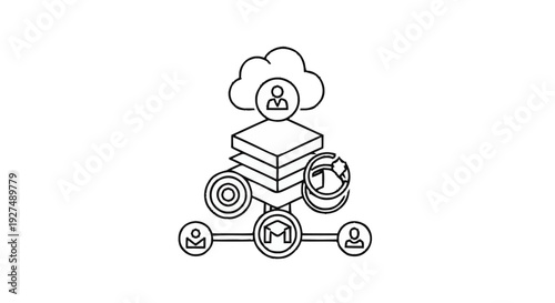 Cloud Computing Network With User Connections And Data Layers.