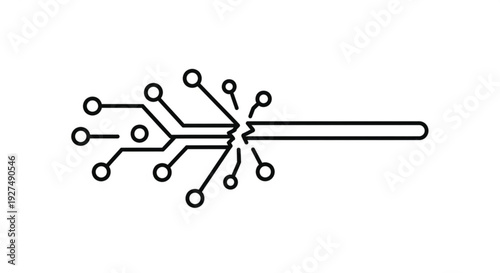 A technical diagram of a circuit board with wires and connections, viewed from directly above in a minimalist style