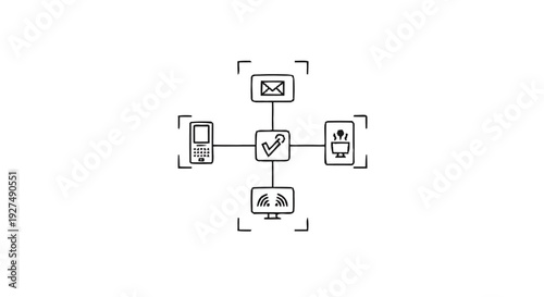 Centralized network diagram with various devices connected.