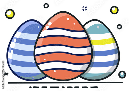 Striped Easter Eggs Celebration Festive Spring Holiday Decoration