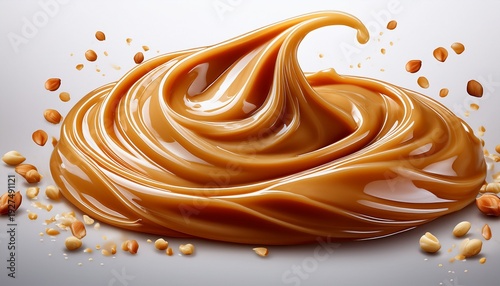 A Delicious And Creamy Swirl Of Peanut Butter With Small Droplets Isolated On Transparent Background