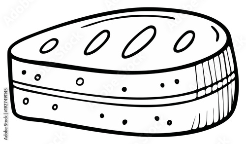 Cartoon drawing of cake wedge with frosting and decoration