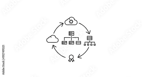 Cloud Computing Network Diagram with Workflow Cycle.