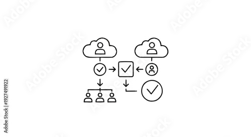 Cloud based workflow and approval process illustration.