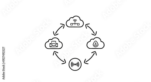 Cloud Computing Network Diagram with Data Flow.