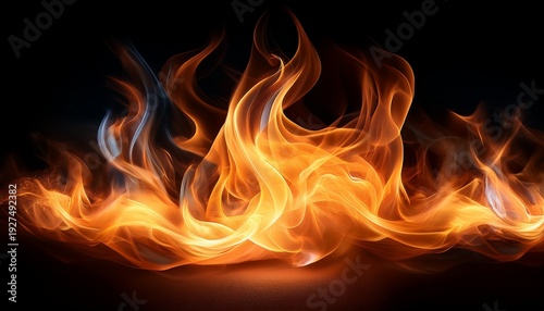 Dynamic Flames Dancing In Darkness With Soft Glowing Light