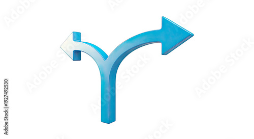 Blue fork in the road arrow sign