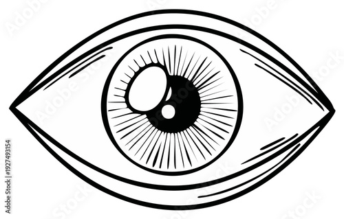 Stylized Hand Drawn Eye Symbol with Detailed Iris and Pupil Illustration