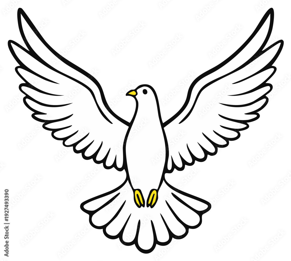 Fototapeta premium White dove with wings spread wide