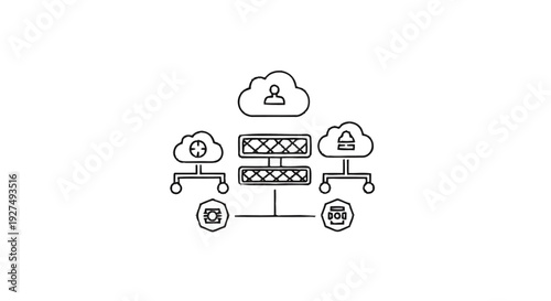 Cloud Computing Network Diagram with Data Servers.