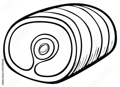 Sliced meat loaf drawing illustration shows concentric circle pattern graphic art