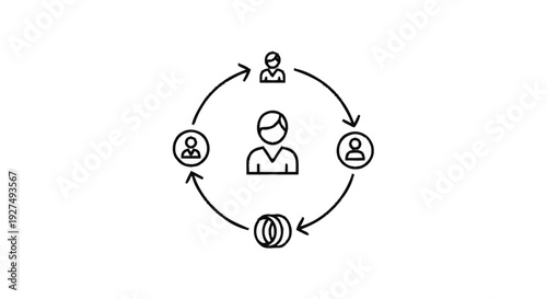 Circular diagram illustrating teamwork and collaboration among people.