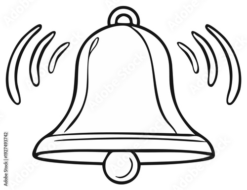 Cartoon outline of a ringing bell, illustration concept