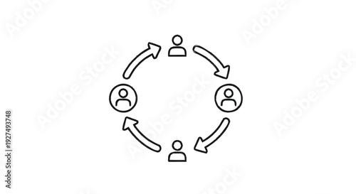 Circular diagram illustrating teamwork and collaboration among people.