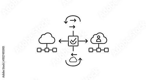 Cloud Computing Network Diagram with Data Synchronization.