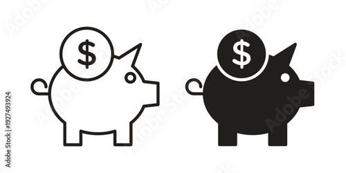 Piggy bank icon suitable vector symbol for graphic design, logo, web site, social media