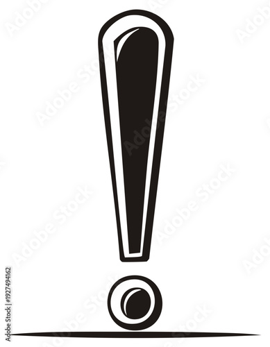 Bold Black Exclamation Mark Symbol Symbolizing Importance and Emphasis