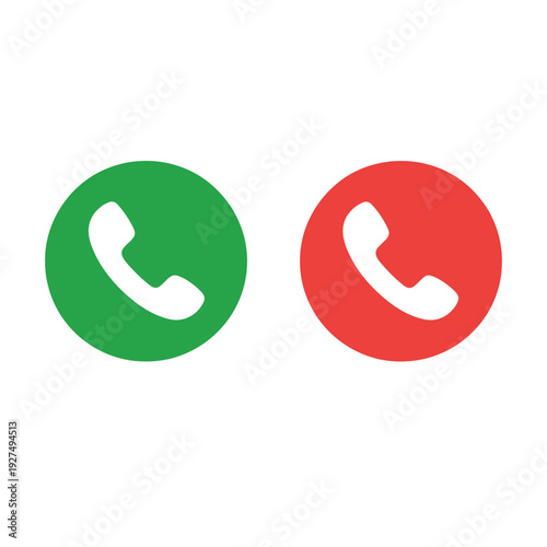 phone call buttons icon set, accept call and decline handset button collection with phone dial symbols isolated on transparent background for mobile ui communication vector illustration.