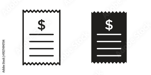 Receipt icon suitable vector symbol for graphic design, logo, web site, social media
