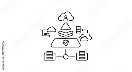 Cloud Computing Data Storage and Security Network Diagram.