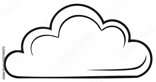 Outline of a fluffy cartoon cloud in black and white.