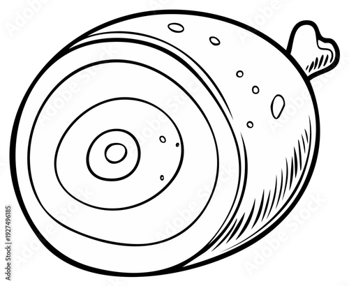 Black and White Outline Drawing of a Ham Roast
