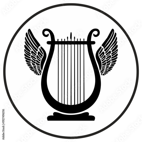 Winged Lyre Symbol of Music and Art Vector Illustration