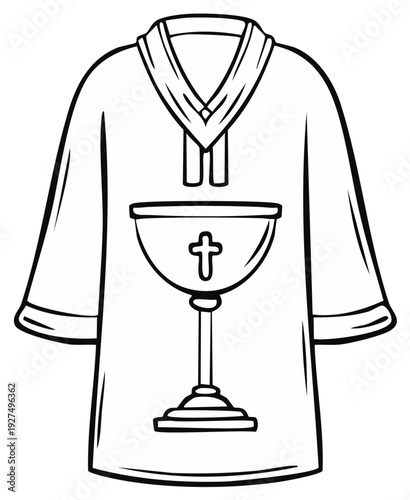Religious vestment with chalice and cross symbol