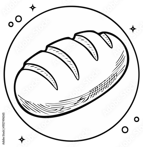 Illustration of freshly baked bread in a circular plate