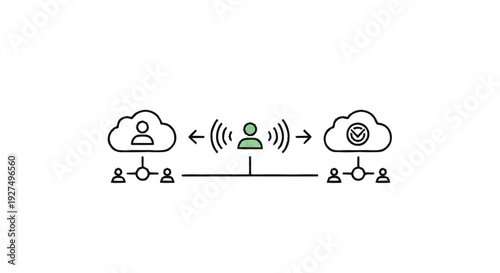 Cloud computing network diagram with user connectivity.