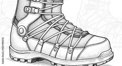 Detailed Illustration of Hiking Boot.
