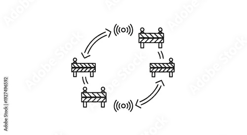 Circular diagram of construction barriers with arrows indicating flow.