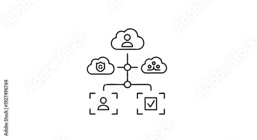 Cloud Computing Network Diagram with Security and User Icons.