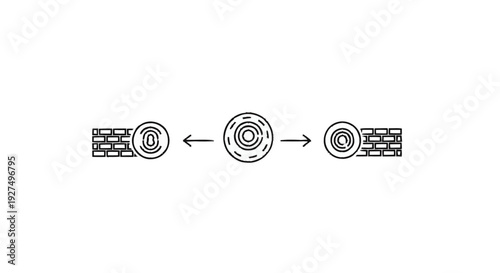 Circular objects with arrows indicating movement and connection.