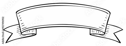 Empty Hand Drawn Banner Ribbon Graphic Element for Text and Design