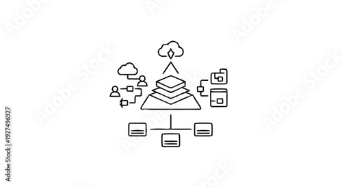 Cloud Computing Network Architecture Diagram with Data Layers.