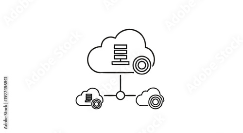 Cloud Computing Network Diagram with Servers and Data Storage.
