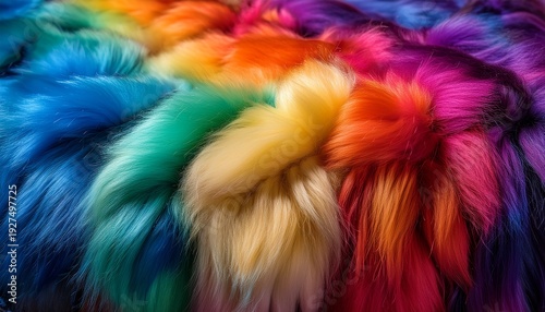 Dyed Rainbow Sheepskin Used In Artisanal Products Or Upholstery Highlighting Natural Materials